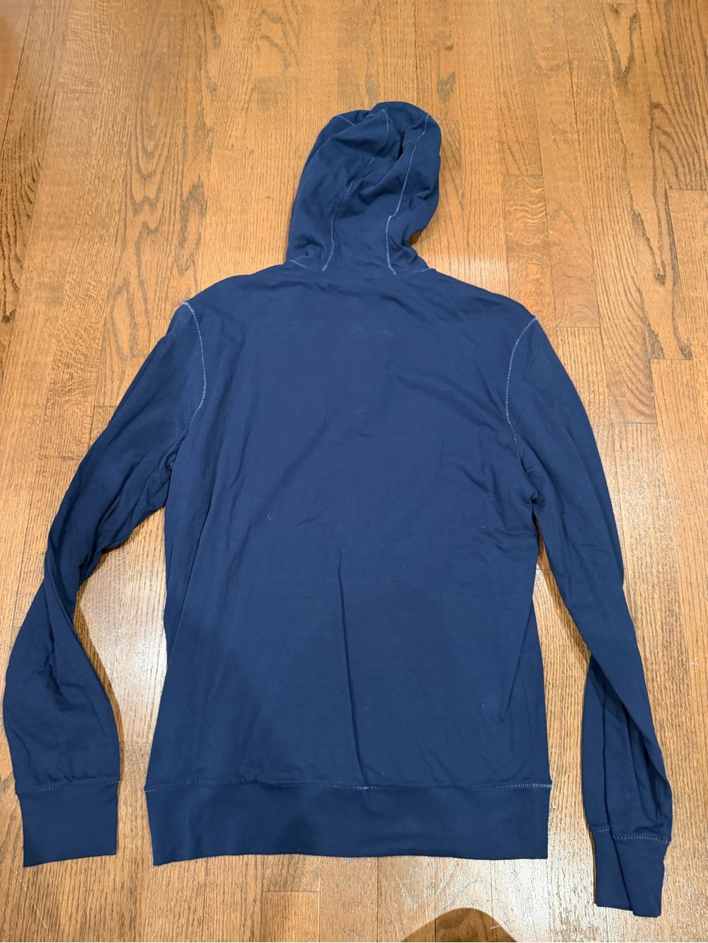 John Varvatos Navy Zip-Up Hoodie with Gray Hood Lining - Picture 3 of 3